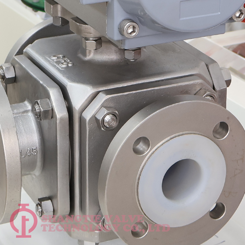 Pneumatic Fluorine Lined Three Way Ball Valve detail 2