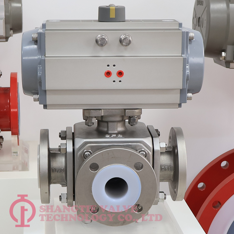 Pneumatic Fluorine Lined Three Way Ball Valve detail 4